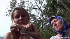 Play Hot blonde Samantha Jolie gets fucked hard by old grandpa and grandma in a wild outdoor dogging session